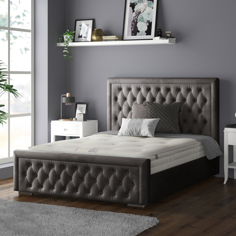 Chenault Upholstered Bed, Double (4'6), Charcoal