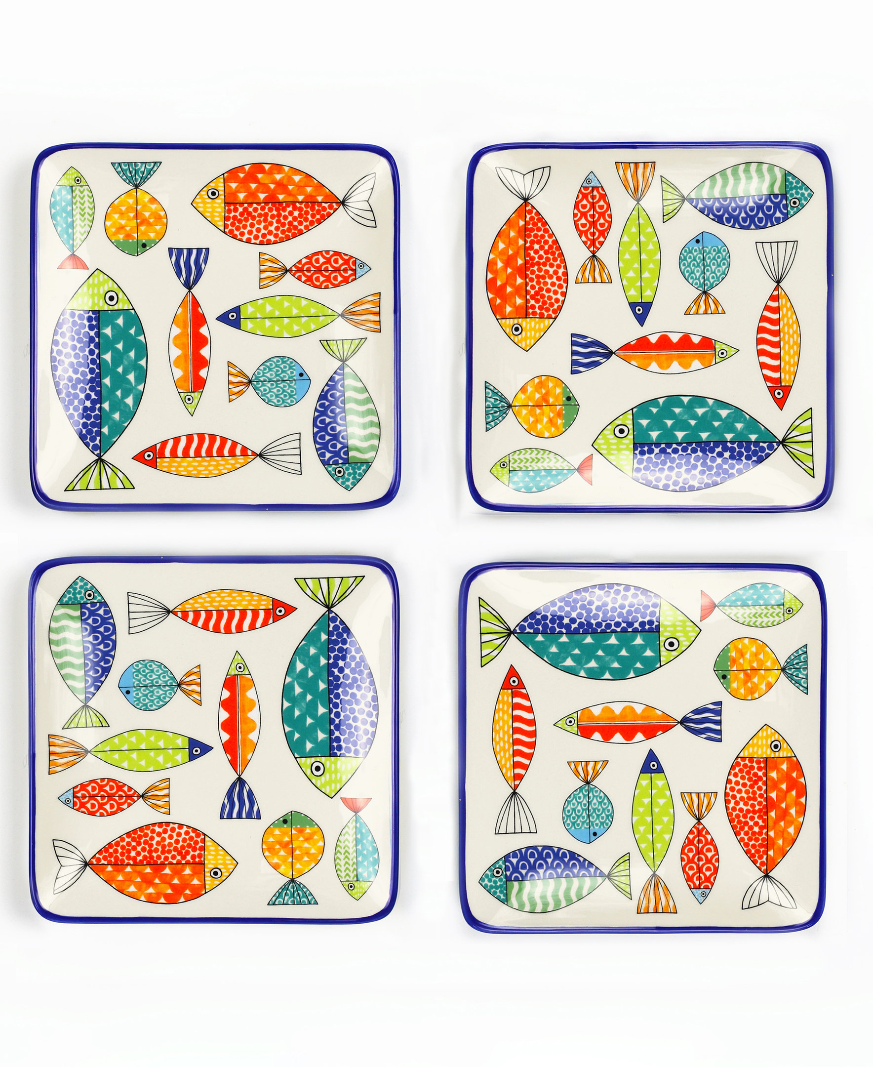 Euro Ceramica Freshcatch 4 Piece Canape Plates Set & Reviews Wayfair