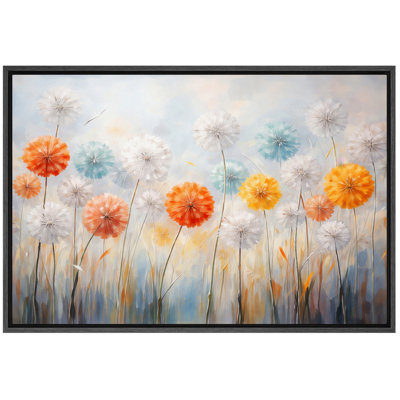 Illustration abstraite de fleur de pissenlit, images de salon de jardin floral coloré, impression d'art sur toile encadrée