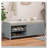 Distressed Shutter Storage Bench with Cushion and Sliding Door-459112118