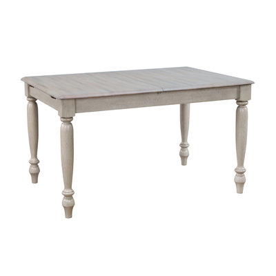 Bassett Extendable Rubberwood Rectangular Solid Wood Top with Solid Wood Base Dining Table