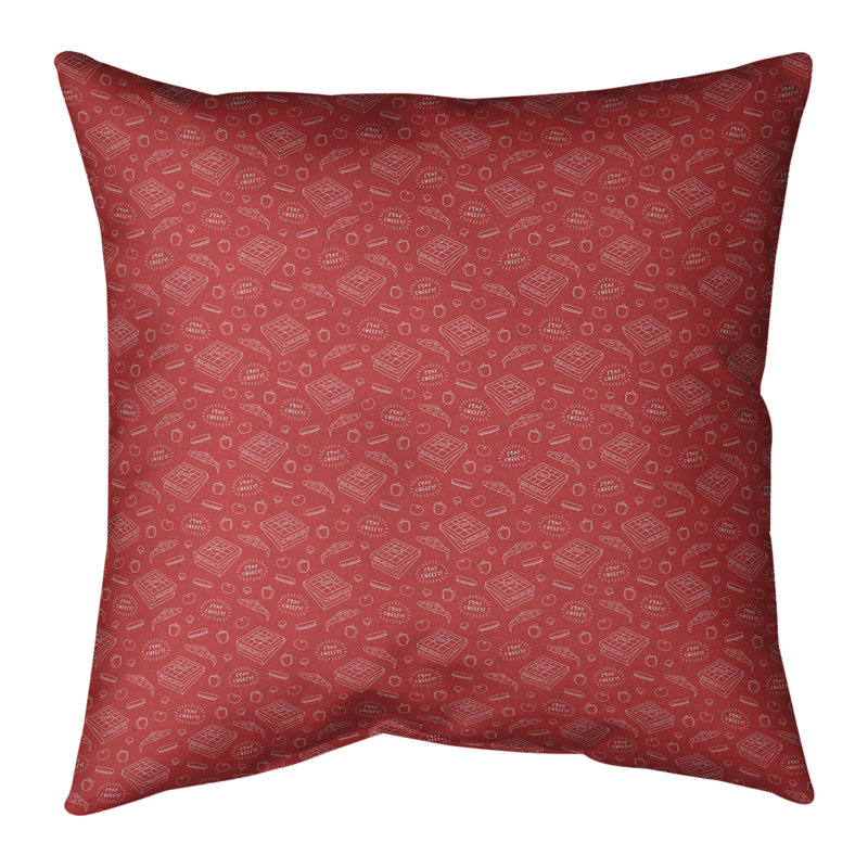Coussin Katelyn Elizabeth, Polyester/ Bourre en polyester, H 18 po x l 18 po, Rouge, blanc cassé