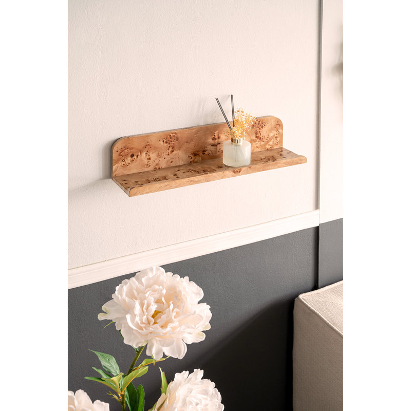 Tablette murale flottante en bois de ronce, brun, H 4,7 po x l 18,9 po x P 4,7 po