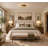 Transitional 3 Light Gold and Black Round Flush Mount-1628534435