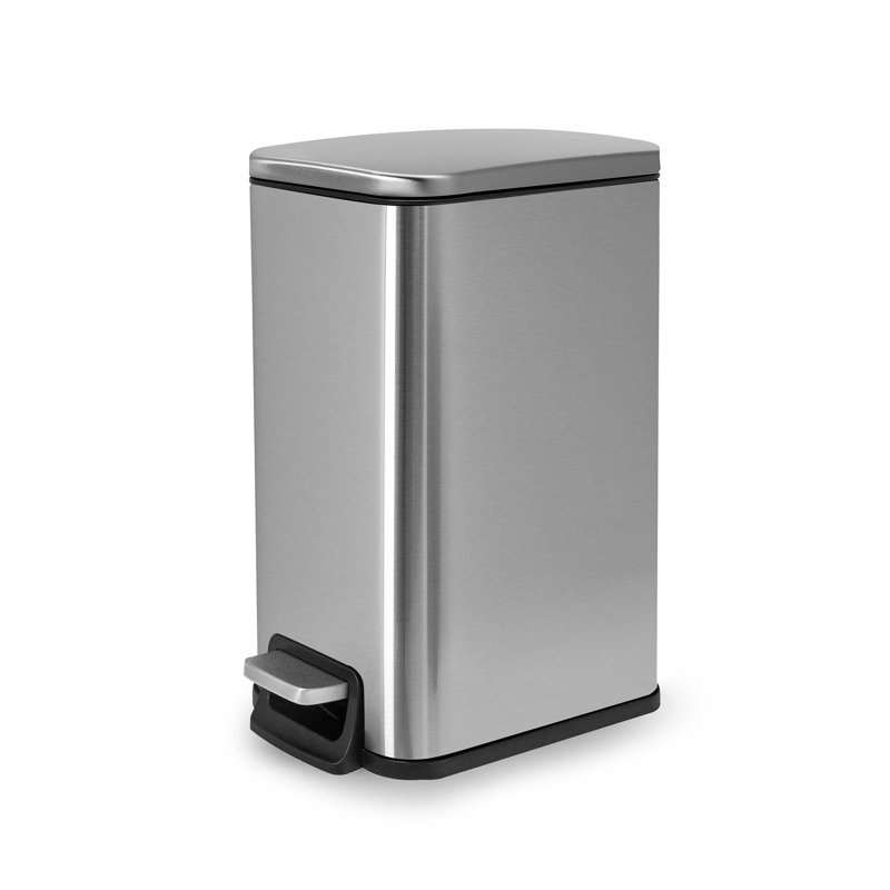 Poubelle à pédale rectangulaire à fermeture en douceur 1,6 gallon Moorefield, Argent