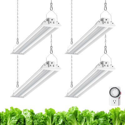 Barrina Tx36 2ft Grow Light For Indoor Plants, 144w(4 X 36w, 800w Equivalent), High Ppfd, 5000k Full Spectrum, Mechanical Timer, Hanging Grow Lights For Seedings With On/off Switch, Linkable, 4 Packs