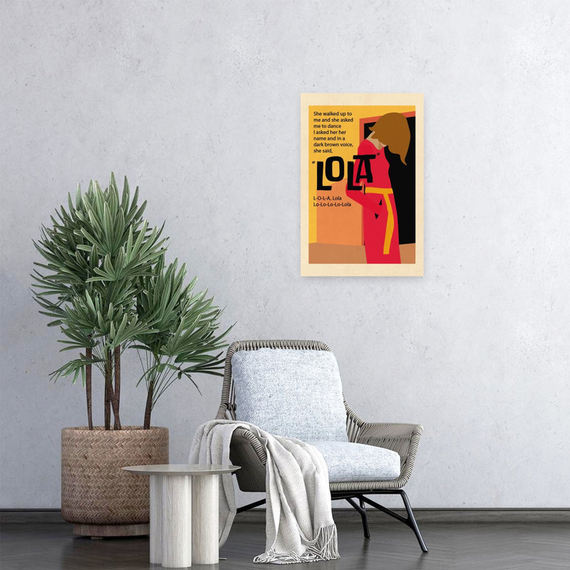 Affiche murale audacieuse et élégante avec une robe rouge de Lola Song, H 24 po x l 16 po