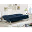 Lit de futon de style contemporain en microfibre converti en lit avec pieds de soutien supplémentaires, finition marine principale-406897340