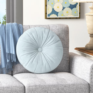 Leah Tufted Round Decorative Throw Pillow Blue by Five Queens Court