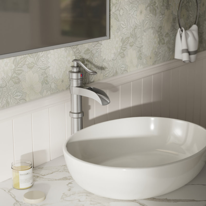 Single-handle Bathroom Faucet with Drain Assembly, Brushed Nickel