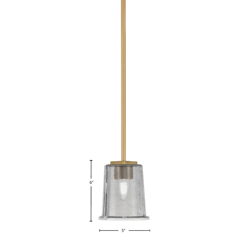 Suspension Anneken Stem Hung Mini présentée en finition laiton New Age avec verre fumé à bulles de 13,3 cm (5,25 po).