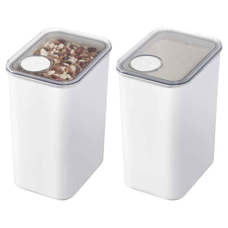iDesign Small Airtight Kitchen Canister with Removable Pour Cap - Set of 2 - White, 4.6 Quarts
