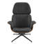 Somerton Swivel Lounge Chair Seat In Black Fabric And Brown Leatherette With Matte Black Base-744539132