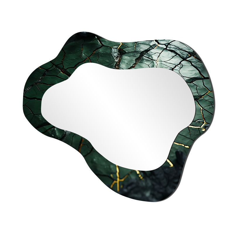 Miroir mural vert traditionnel en émeraude verte Amazonite, 25 po x 28 po
