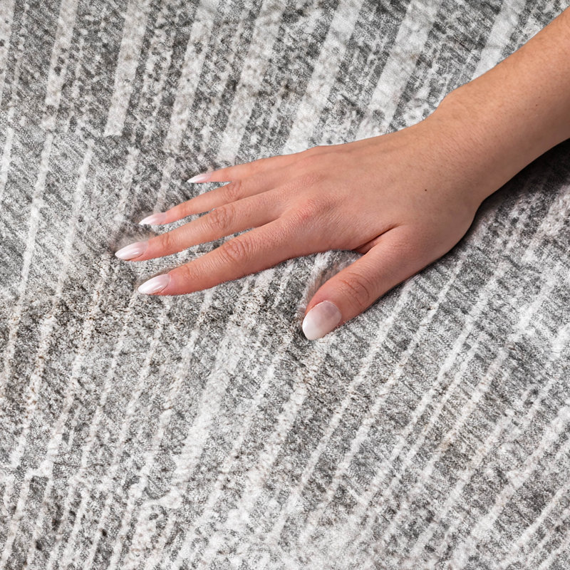 Premium Machine Washable Dream Shag ADS542 Fan-Like Rug, Gray, 9' x 12'