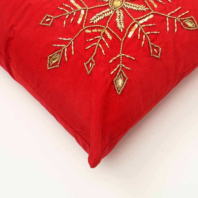 Coussin décoratif | Coussin de neige champagne scintillant | 24 x 16 po