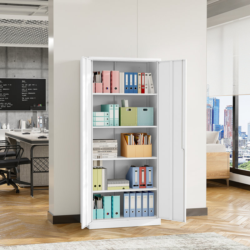 Metal Garage Storage Cabinet With 71" Tall Steel Cabinets With 2 Doors And 4 Adjustable Shelves,locking Storage Cabinet,steel Cabinet For Home,office,garage,shop,school