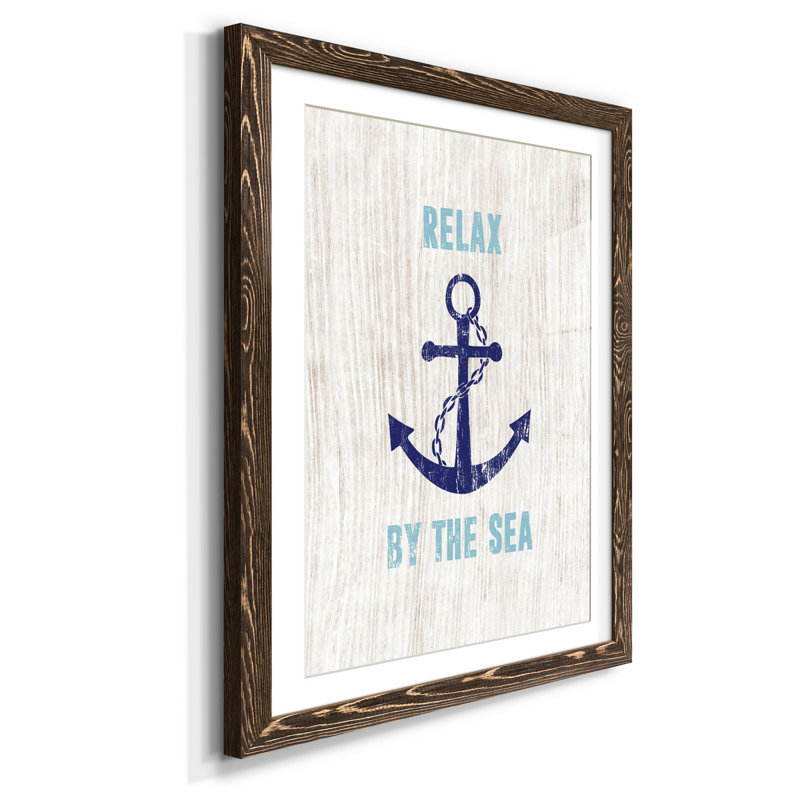 Détendez-vous au bord de la mer - Impression sur papier encadrée, H 44 po x l 31 po x P 1 po, Noyer