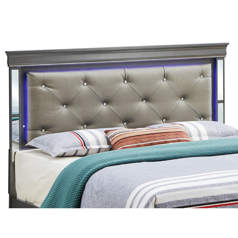 Upholstered Bed, Black, Full
