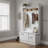 Classic Multi-Use Coat Rack With Bench, White, Built-In Seating & Abundant Storage-31572770