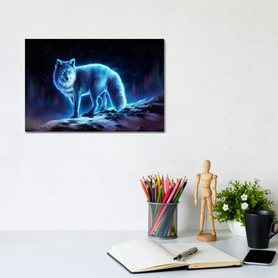 Ice Fox by JoJoesArt - Wrapped Canvas Print