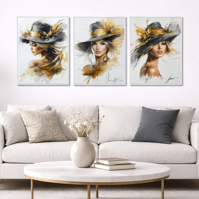 «Glam Fashion Woman Portrait in Autumn», ensemble d'art mural sur toile