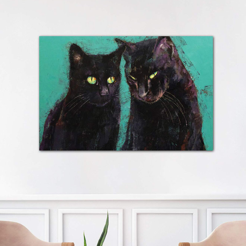 Two Black Cats by Michael Creese - Wrapped Canvas Painting, 101.6 cm H x 66.04 cm W x 1.91 cm D
