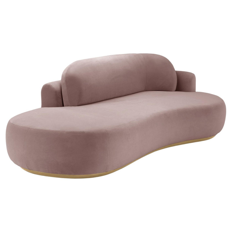 Canapé courbé sans accoudoirs de 96 po, Velours Lotus de Barcelone, Naturel