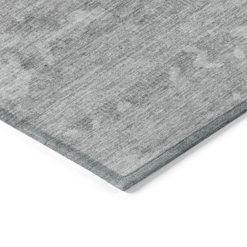 3' X 5' Silver And Gray Abstract Washable Indoor Outdoor Area Rug