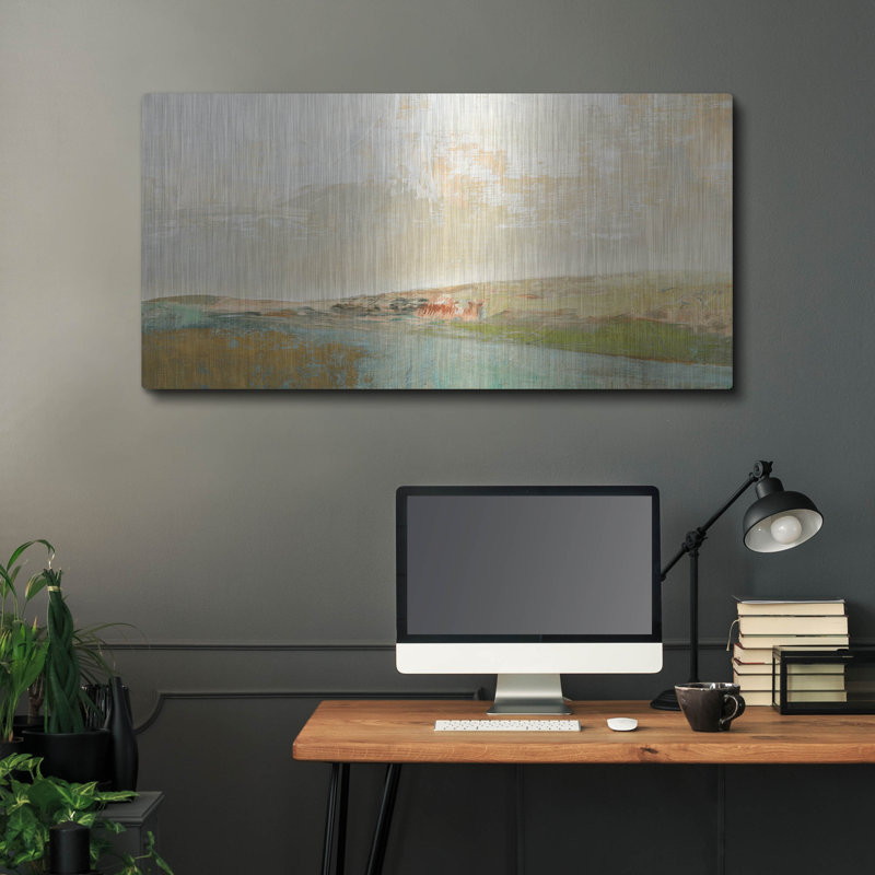 Art mural en métal «Long Lines» par Suzanne Nicoll Lark Manor ™, H 24 po x l 48 po