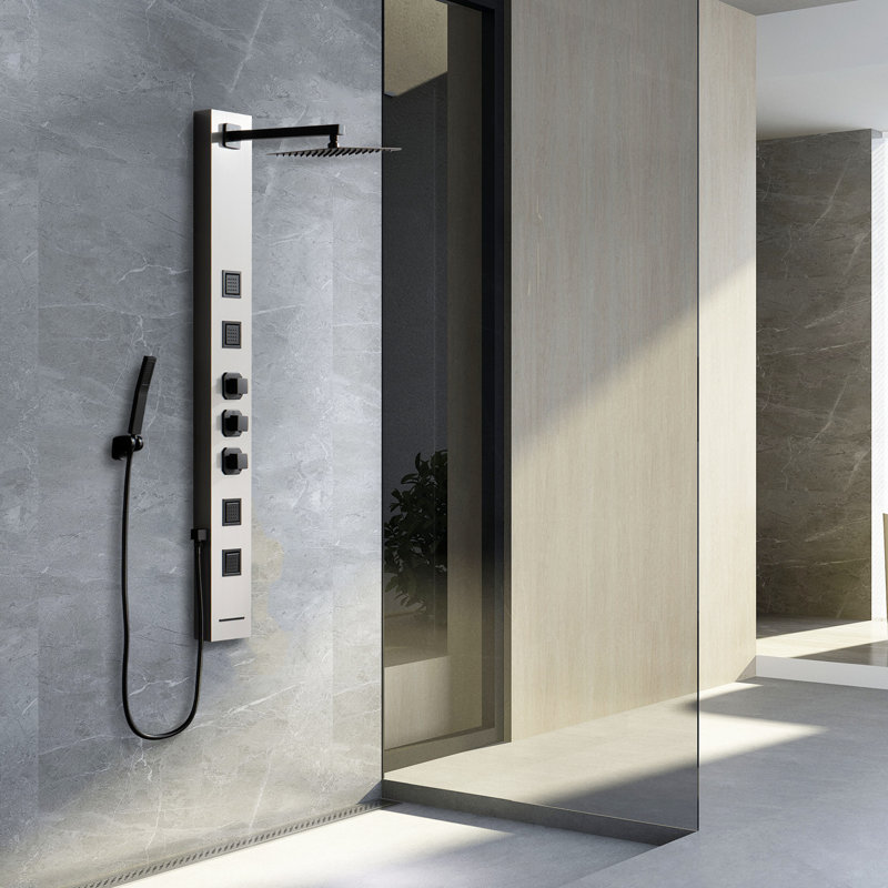 Panneau de douche 55,12, Noir / nickel