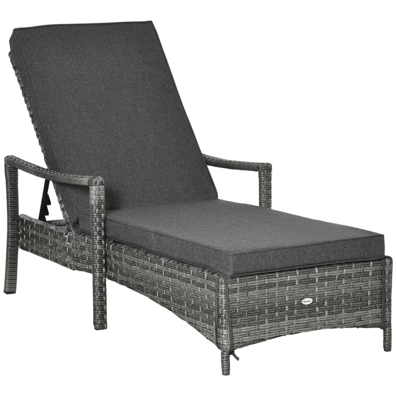 Outdoor Metal Chaise Lounge , Cushion Included, Gray