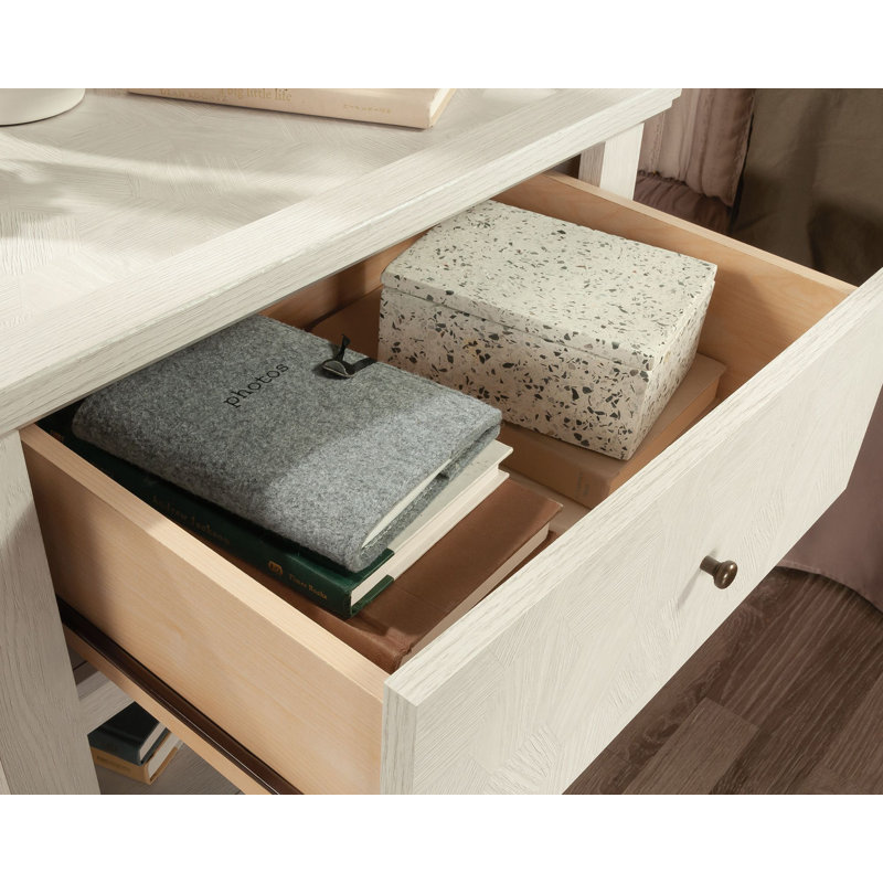 Glacier Oak Hexagon Pattern 1-Drawer Nightstand with Open Shelf