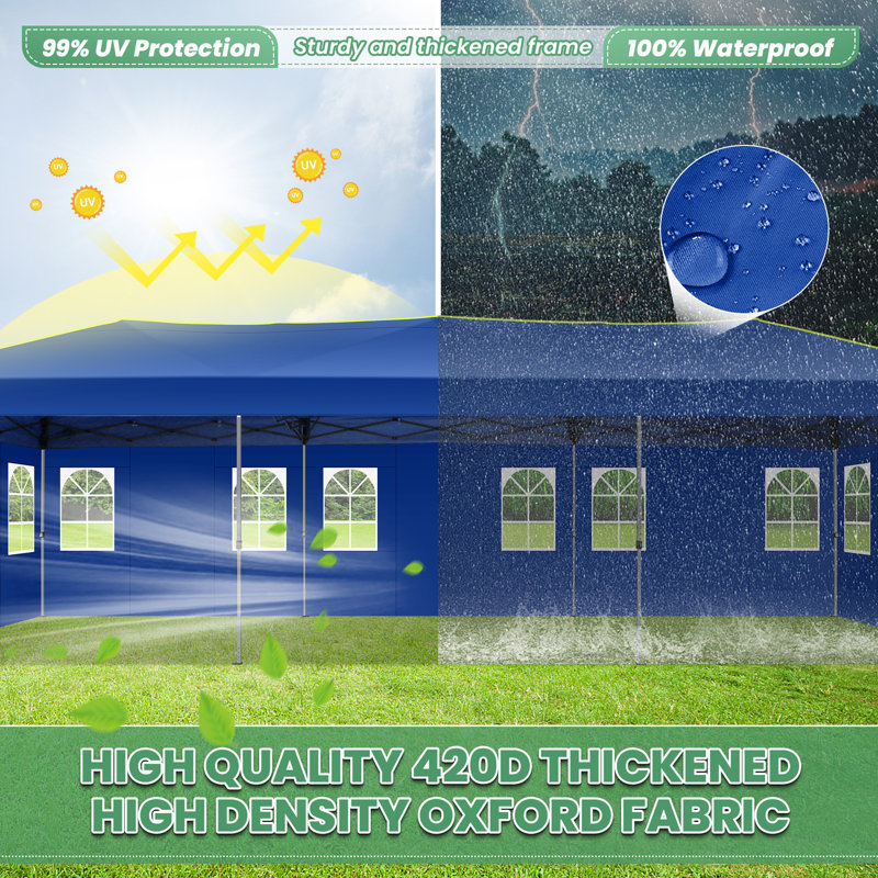 10x30 Pop Up Canopy, Waterproof Pop Up Canopy, Navy