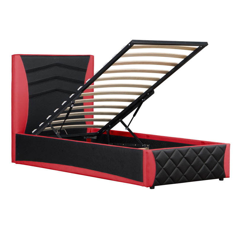 Cyrelle Upholstered Ottoman Storage Bed, Red