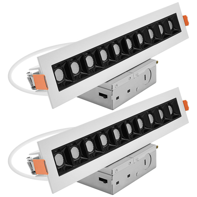Plafonnier linéaire encastré à DEL sans tête à 10 têtes LUXRITE, 5 lumières CCT, CRI90, 18 W, 1 lumière 1200LM, intensité variable, 120 V et intensité variable, paquet de 2