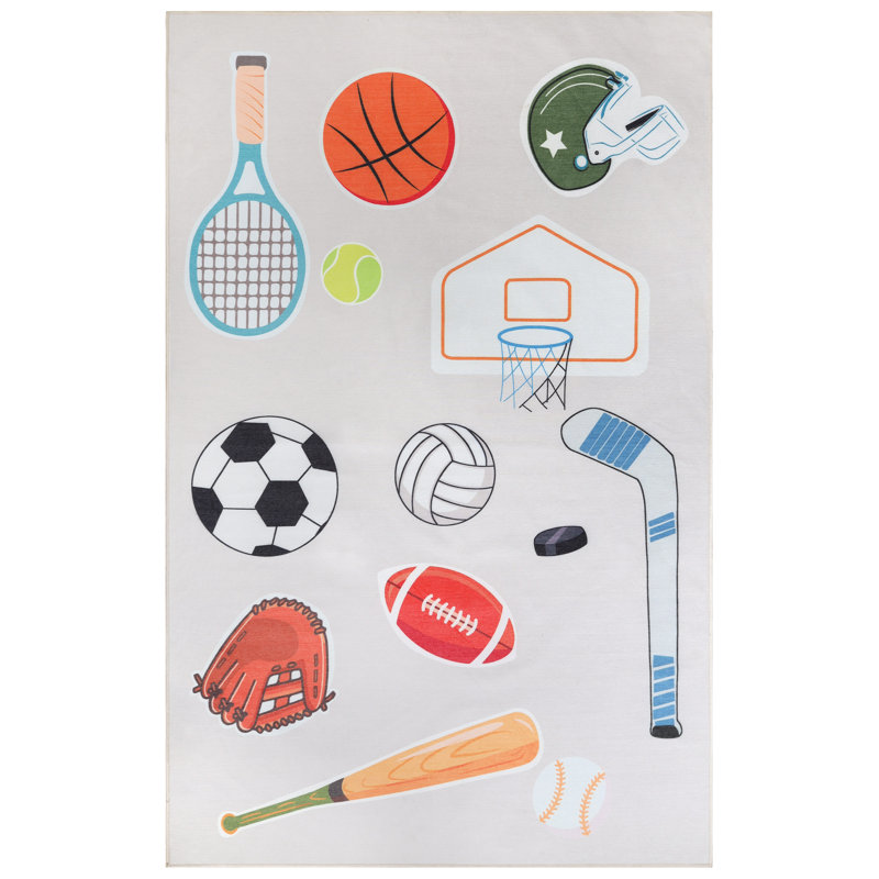 Pollak All Star Non-Slip Kids Playroom Decor Washable Indoor Area Rug, Rectangle 8' x 10'