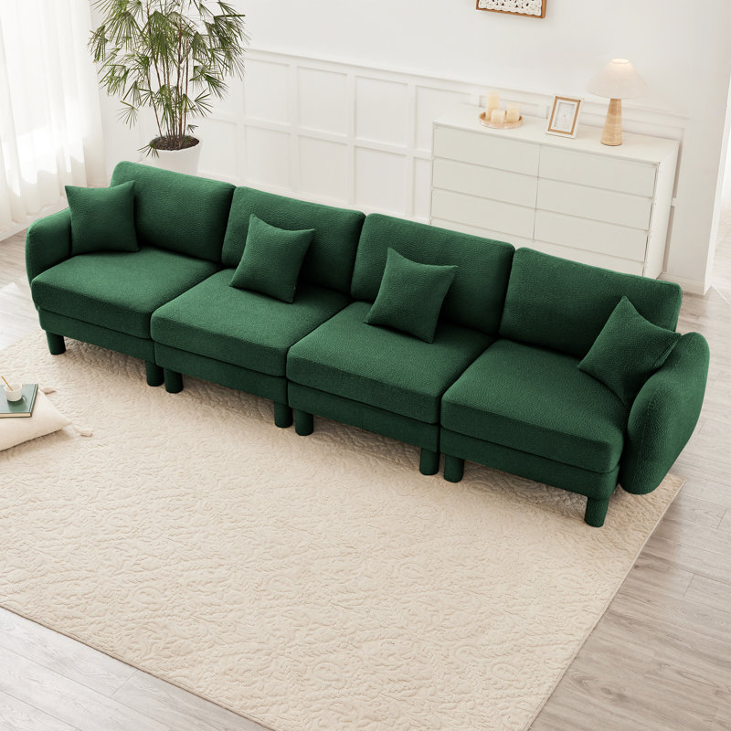 4 places en boucle avec pieds élégants et cylindriques, confortable pour la lecture, tissu respirant et rembourré, idéal pour les soirées cinéma, cadre en bois