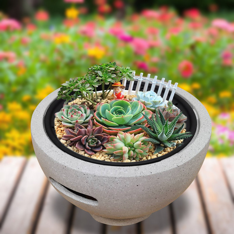Arthurine Round Polyresin Smokeless Fire Pit