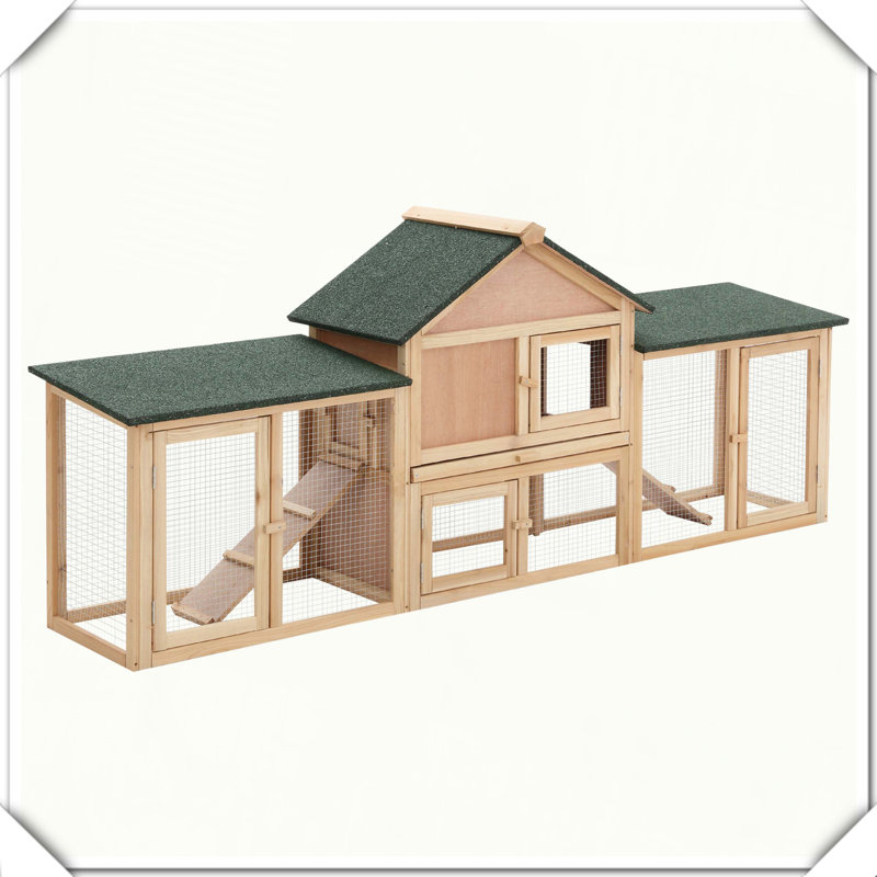 Cage à lapins en bois pour l'extérieur, Jaune