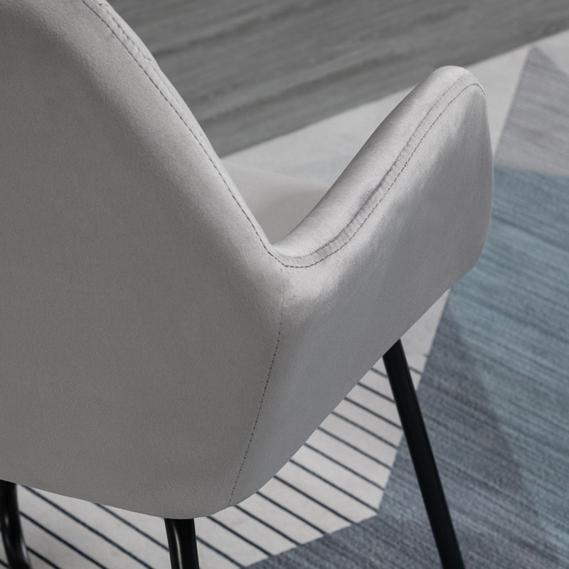 HOMCOM Modern Accent Chair Velvet-Touch Fabric Armchair, Grey