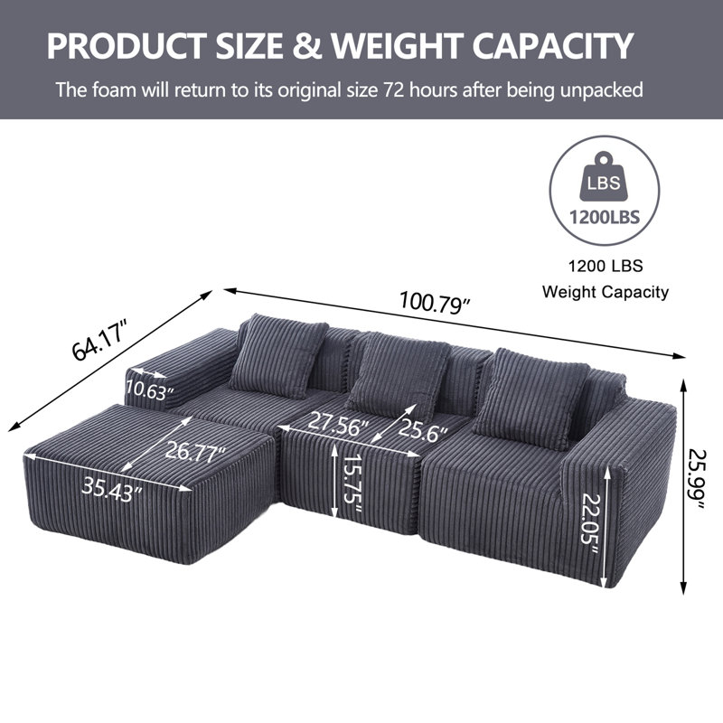 Canapé modulaire Modern, Tissu gris foncé