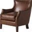 Chaise de salon en cuir fleur de qualité supérieure, brun, accoudoirs de luxe à assise confortable, revêtement