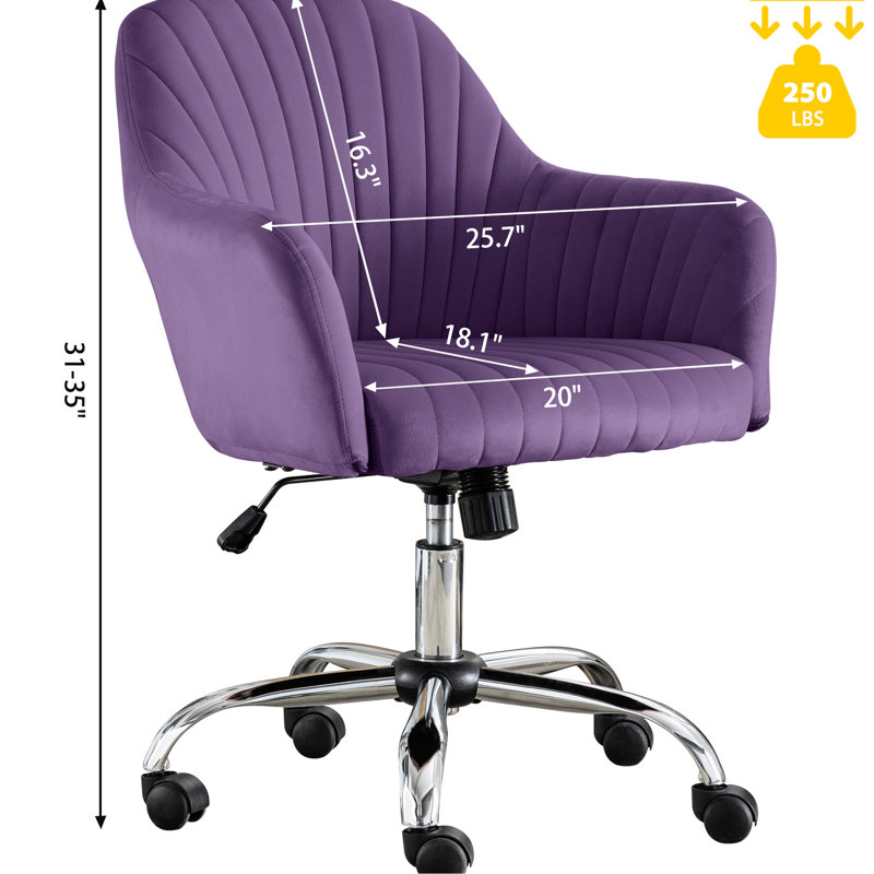 Fauteuil ergonomique ajustable en velours 25,47 po Profondeur du produit,