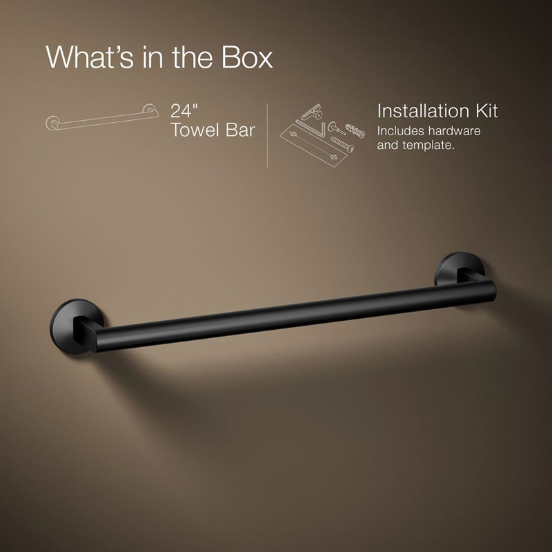 Components Towel Bar, Matte Black, 18"W