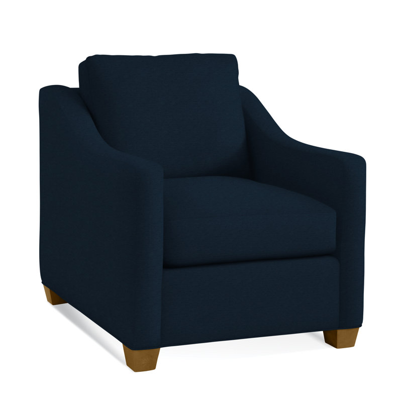 Oliver Chair, Havana Finish, Light Blue Performance Fabric; 0851-55