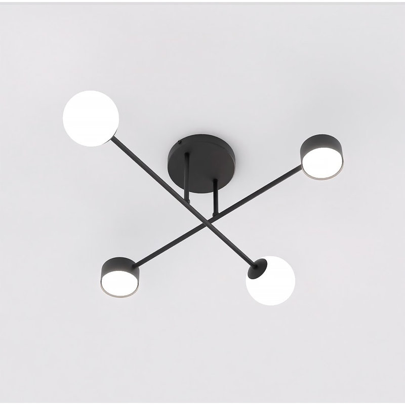Glass Flush Mount, Black, 4 Lights
