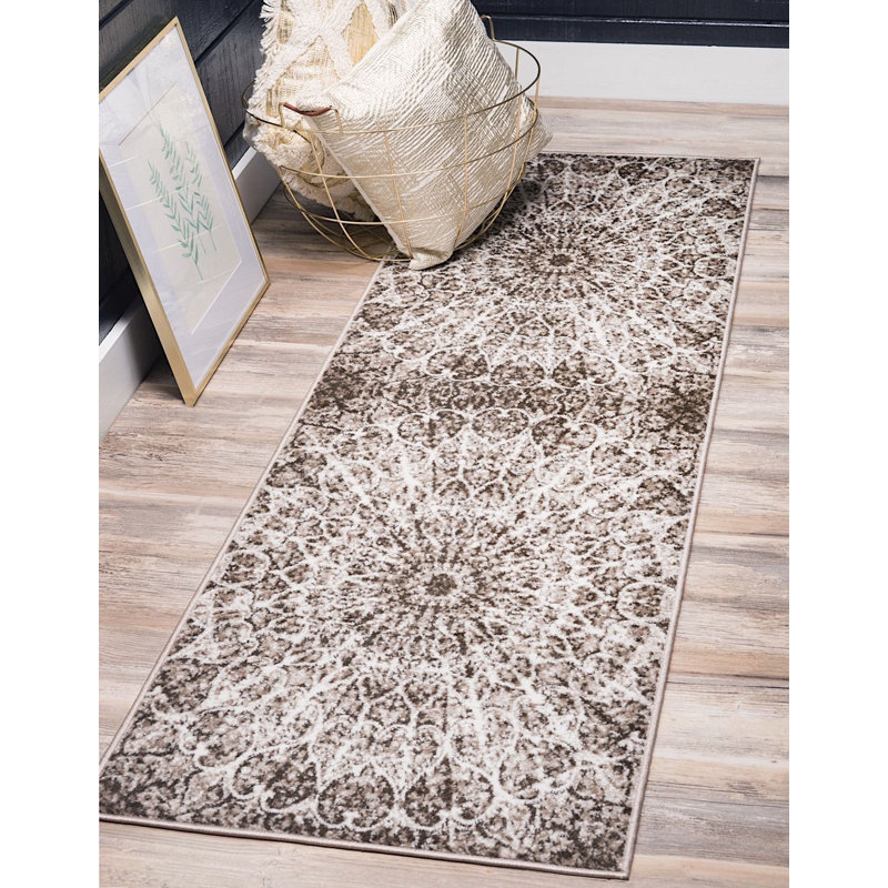Affleck Abstract Area Rug, Runner 2' x 9'10", Brown