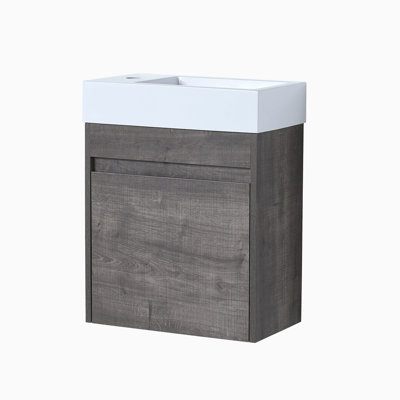 18'' Floating Wall-Mounted Bathroom Vanity With White Resin Sink & Soft-Close Cabinet Door