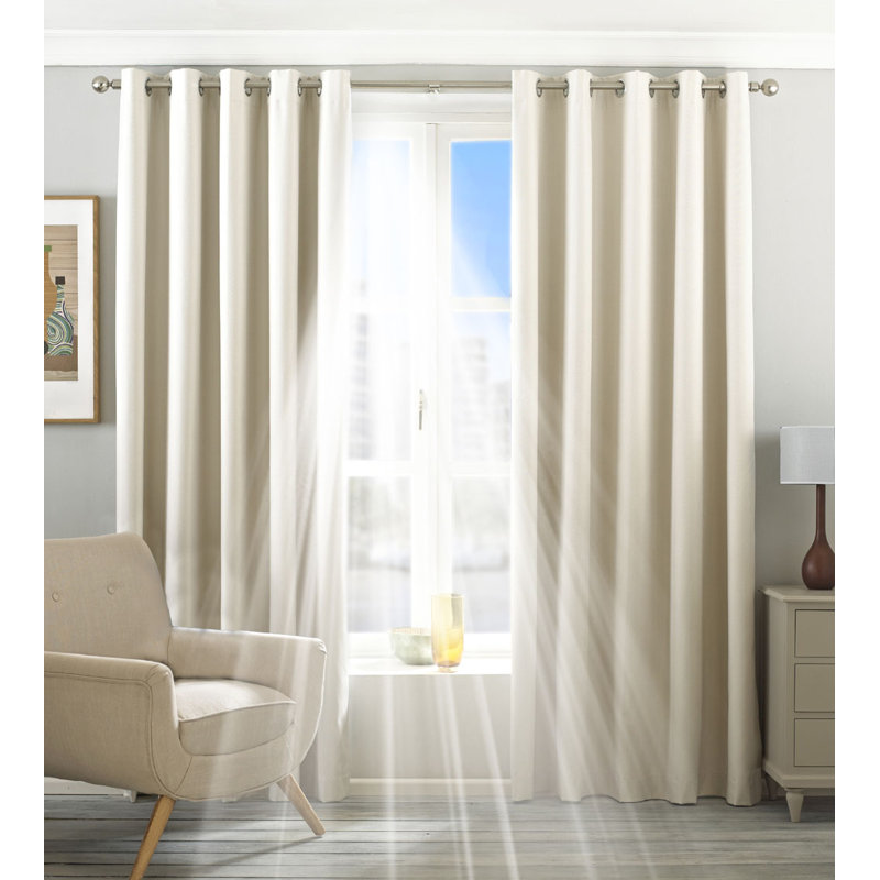 Eyelet Blackout Thermal Curtain, Width 117 x Drop 137 cm, Ivory Cream
